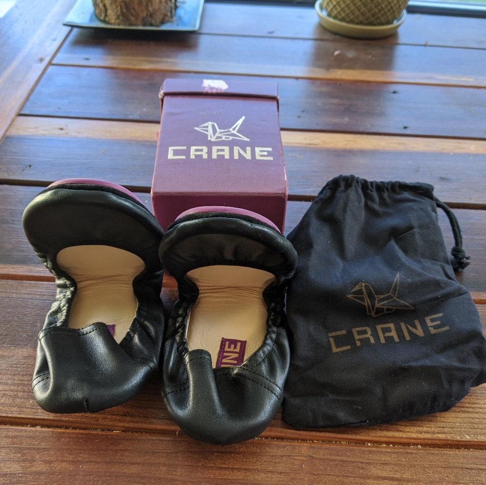 Crane Black Flats, NIB, Sz 10